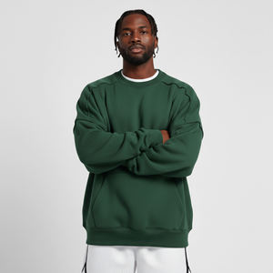 Sudadera Personalizada para Hombre, Cuello Redondo, Verde, Felpa, Corte Holgado, Manga Larga, Estampado Regular, Bolsillo Delantero, Estilo Casual, para Otoño - Product Image 3