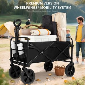 Carrello per vagoni pieghevoli per carichi pesanti di grande capacità per lo Shopping sportivo da spiaggia-carrello da campeggio portatile con facile riporre - Product Image 6