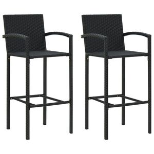 Ensemble de bar de jardin en rotin PE noir avec acier thermolaqué et verre trempé, mobilier d'extérieur haut de gamme - Product Image 4