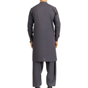 Traje tradicional pakistaní Shalwar Kameez gris carbón para hombre, Kurta Pajama de alta calidad, ropa étnica hecha a medida. - Product Image 3