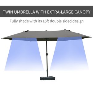 Ombrellone da Giardino Rettangolare 2,5m a Doppia Faccia Grigio Scuro in Poliestere con Base a Manovella Facile per Terrazza e Piscina - Product Image 4