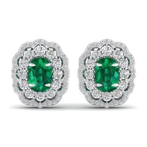 REYES Pendientes de Oro Sólido de 14K de Lujo con Moissanita y Cierre de Rosca, Corte Cojín, Gema Esmeralda de 10Ct, Joyería Fina para Mujer - Product Image 2