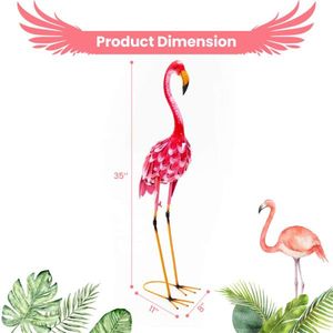 Splendido Set di 2 Ornamenti a Forma di Fenicottero con Piume Sfumate, Statue in Ferro per Decorazione Esterna di Giardini/Patio - Product Image 3