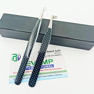 Pinces à extensions de cils en acier inoxydable haute précision, personnalisées, avec revêtement en papier à pois, à 45 et 90 degrés, pour isolation - Product Image 3