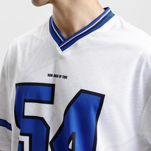 Ropa deportiva al por mayor, camiseta de fútbol americano azul y blanca personalizada, ropa deportiva unisex de poliéster y malla, camiseta de fútbol. - Product Image 6