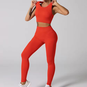 Women's Customizable Gym Wear Fitness Set Reversible Yoga Bra & <b>Leggings</b> Fashionable Solid <b>Pattern</b> Workout Sport Outfit-MOQ 2pcs - Product Image 2