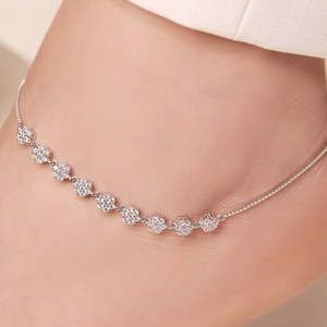 Regalo de San Valentín y Navidad, Tobillera Floral Minimalista de Plata de Ley 925 con Baño de Rodio y Oro para Mujeres y Niñas - Product Image 6