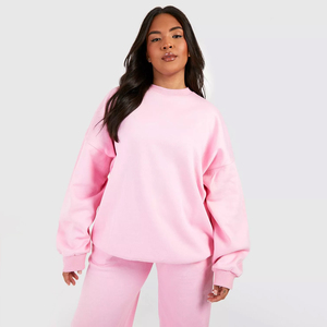 Oversized <b>Pink</b> Hooded Sweatshirt <b>Plus</b> <b>Size</b> Drop Shoulder Long Sleeve Garment Dyed Embroidered Solid <b>Top</b> Autumn Wear - Product Image 1