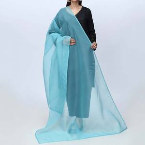 Bleu Plain Organza Dupatta PS4702 pour les robes de bal - Product Image 2