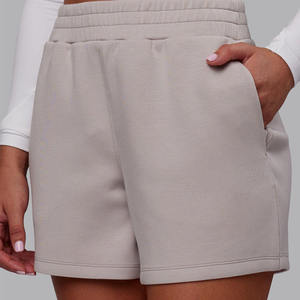 Light Gray Elastic Waist Shorts With Side Pockets Breathable Knitted Fabric Casual Summer Wear Men's Style - Product Image 6