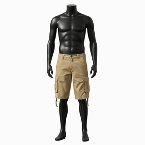 กางเกงขาสั้นคาร์โก้ผู้ชายสำหรับฤดูร้อน กางเกงขาสั้นคาร์โก้ลำลองสไตล์ไฮสตรีทเหนือเข่า ผ้าฝ้าย กางเกงซาฟารีขาสั้นสำหรับผู้ชาย - Product Image 1