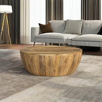 Table basse en bois avec plateau rond et solide pour salon, maison, villa, hôtel ou appartement, bureau