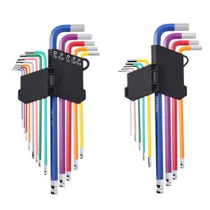 Set di chiavi esagonali a brugola da 22 pezzi, codificate a colori, con estremità sferica, metriche (1,5-10 mm) e SAE (0,050-3/8 pollici) - 22 pz. - Product Image 1