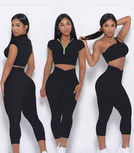 Conjunto de Ropa Deportiva de Pilates para Mujer, 2 Piezas, con Relleno en el Pecho, Colores en Contraste, Transpirable, Personalizable, para Gimnasio y Yoga, con Cierre - Product Image 3