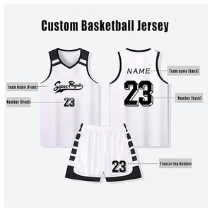 Custom Basketball Uniforms <b>White</b> Black V-Neck Sleeveless Jersey Shorts Sublimated Print Team Name Number Moisture Wicking Fabric - Product Image 5