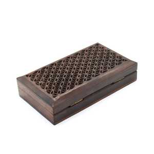 Handcrafted Wood Jewelry <b>Box</b> Brass Floral Inlay Luxury Rectangle <b>Keepsake</b> Organizer With Secure Metal Latch Lock - Product Image 3