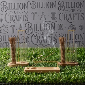 Support d'encens en bambou Billion Of Crafts avec base en bois, tube en verre et support en laiton, diffuseur d'aromathérapie, utilisation toute saison - Product Image 1