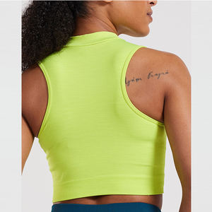 Top Corto Personalizado con Cierre de Cremallera, Sin Mangas, 100% Algodón, Corte Regular, Transpirable, de Secado Rápido, para Gimnasio y Entrenamiento, Camiseta Deportiva para Mujer - Product Image 5