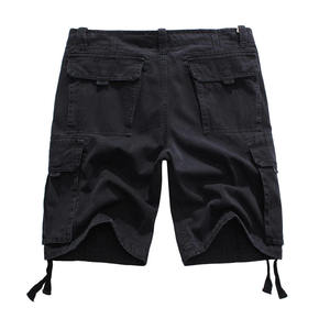 Pantalones cortos de mezclilla cargo con bordado, estilo hip hop, de corte recto, multibolsillos, color negro, para hombre, estilo casual de verano. - Product Image 6