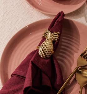 Anneau de serviette en laiton doré motif ananas, décoration de table, accessoire de fête, rond 4,5 cm, style glamour - Product Image 5