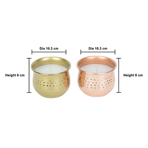 Elegant design gold and copper cpated metal <b>candle</b> jar <b>set</b> of 2 decorative <b>candle</b> jars offer customizations gold and copper - Product Image 4