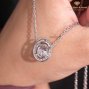 Colgante de Halo con Diamante Ovalado Deslumbrante de 2.00 Quilates, Regalo para Ella, Diamante Cultivado en Laboratorio CVD, Oro Sólido de 14K, Color E, Claridad VVS2, Certificado IGI - Product Image 3