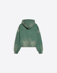 Sweat-shirt à capuche oversize pour homme, vert uni, en coton French Terry, décontracté, pour l'automne, avec poche, coupe classique, respirant, 300g - Product Image 2