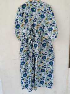 Robe longue en coton imprimé floral bohème, col élégant, coupe évasée, décontractée, pour plage et soirée, vente en gros, exportation - Product Image 6