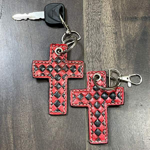 Factory Direct 2026 Genuine Cow Leather Cross Design Keychain Pattern Religious Key Ring <b>Bag</b> <b>Charm</b> Wholesale New Gift for Unisex - Product Image 4