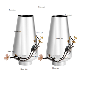 <b>Silver</b> Color Aluminium Flower Vase Latest Design Round Shape Flower Vase For Home Decor Accessories - Product Image 4