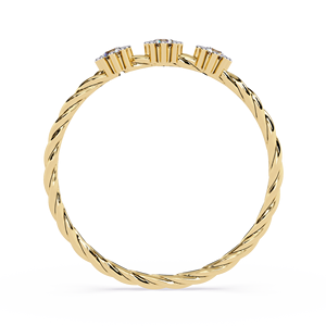 Anillo de Oro Amarillo de 14k con Diamantes para Mujer, Corte Brillante Redondo, Banda Espiral Clásica, Joyería de Compromiso - Product Image 3