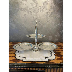 ที่วางเค้กโลหะสีเงิน2ชั้นสำหรับตกแต่งงานปาร์ตี้ครบรอบการหมั้น - Product Image 6