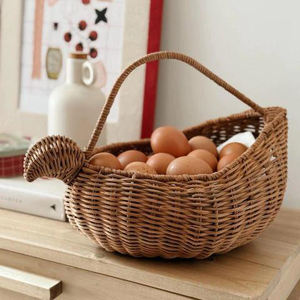 Cesta para Recoger Huevos Hecha a Mano, Cesta de Ratán Rústica para Gallinas, Cesta de Huevos Tejida de Estilo Vintage para Granja - Product Image 6