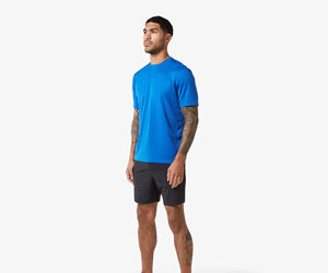 T-shirt à manches courtes pour homme, bleu, col rond, couleur unie, jersey décontracté, séchage rapide, coupe classique - Product Image 1