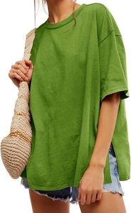 Camiseta Oversize con Estampado de Leopardo para Mujer, Manga Corta, Cuello Redondo, Corte Holgado, 100% Algodón, Estilo Jersey, Primavera-Verano, Camisetas Bajo Demanda - Product Image 5