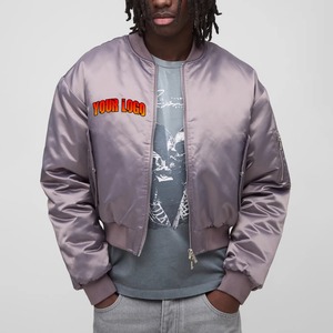 Wholesale Men Cropped 100% Polyester Custom Baseball Jacket Front Logo <b>Heat</b> Transfer Printing Zipper Bomber Varsity <b>Coat</b> - Product Image 6