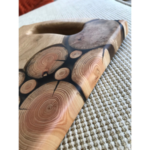 This Unique Wooden Chopping <b>Board</b> Pairs A Smooth Solid Oak Surface With Natural Log Round Sleek <b>Black</b> Resin For Cutting Vegies - Product Image 3