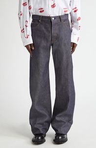 Jeans de Hombre de Cintura Alta, Lavado Oscuro, Corte Recto, Casuales, de Algodón, Peso Medio, Ajuste Holgado, Estilo Otoñal - Product Image 5