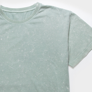 T-shirt pour homme en coton 100% vert clair à manches courtes, col rond, coupe ample, couleur unie, respirant, séchage rapide, écologique, tricoté - Product Image 4