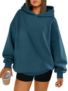 Sudadera con Capucha Oversize Cómoda y Suave para Uso Diario, Antiencogimiento, Deportiva, de Primera Clase, Ajustable, de Color Sólido para Mujer - Product Image 6