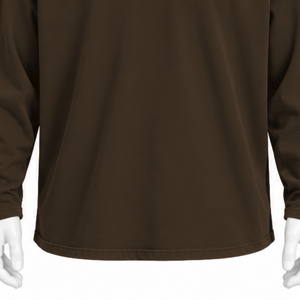 T-shirt à manches longues en coton marron café, coupe oversize, effet délavé vintage, épaules tombantes, coupe ample, unisexe, streetwear décontracté - Product Image 6