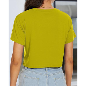 Ladies Casual Oversized <b>Crop</b> Tee Cotton Loose Fit Drop Shoulder Plain Streetwear Custom Print Summer <b>Top</b> - Product Image 5