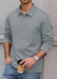 Polo Texturizado para Hombre, de Punto Trenzado, Manga Larga, con Botones - Product Image 3