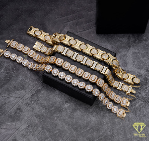 High Quality Hip Hop Iced Out VVS Moissanite Diamond Tennis Bracelet 925 Sterling Silver Bling for <b>Men</b> - Product Image 4