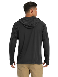 เสื้อยืดตกปลาผู้ชายสีพื้นแบบมีฮู้ด ป้องกันแสงแดด UPF 50+ แขนยาว เสื้อกีฬาตกปลา ป้องกันผื่นแดง - Product Image 6