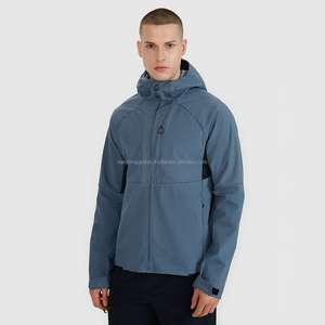 Vente en gros de vêtements Nardon, veste coupe-vent simple à logo personnalisé, veste coupe-vent à capuche zippée pour hommes - Product Image 1
