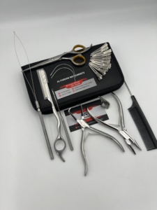 Professional Hair Extension Tools <b>Kits</b> Mirror Polish Sustainable Stainless Steel Eco-Friendly Plier Hair Comb Razor Loop Scissor - Product Image 2