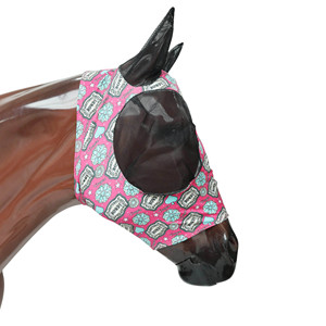 Protège-mouches imprimé pour chevaux avec oreilles protégées et couverture en maille noire - Product Image 3