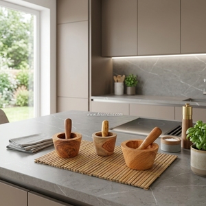 100% Eco-Friendly Teak Wood Mortar Natural Kitchenware 4.2 to 6 Inches Dia Feature Size for Perfect Compatibility - Product Image 5