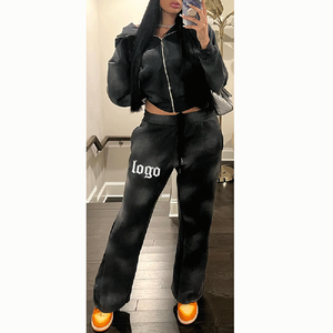 Conjunto Deportivo Ligero de Algodón 100% con Lavado Ácido Personalizado, Fabricante OEM, Estilo Vintage, Sudadera con Capucha y Pantalones Jogger para Marcas de Ropa al por Mayor - Product Image 1